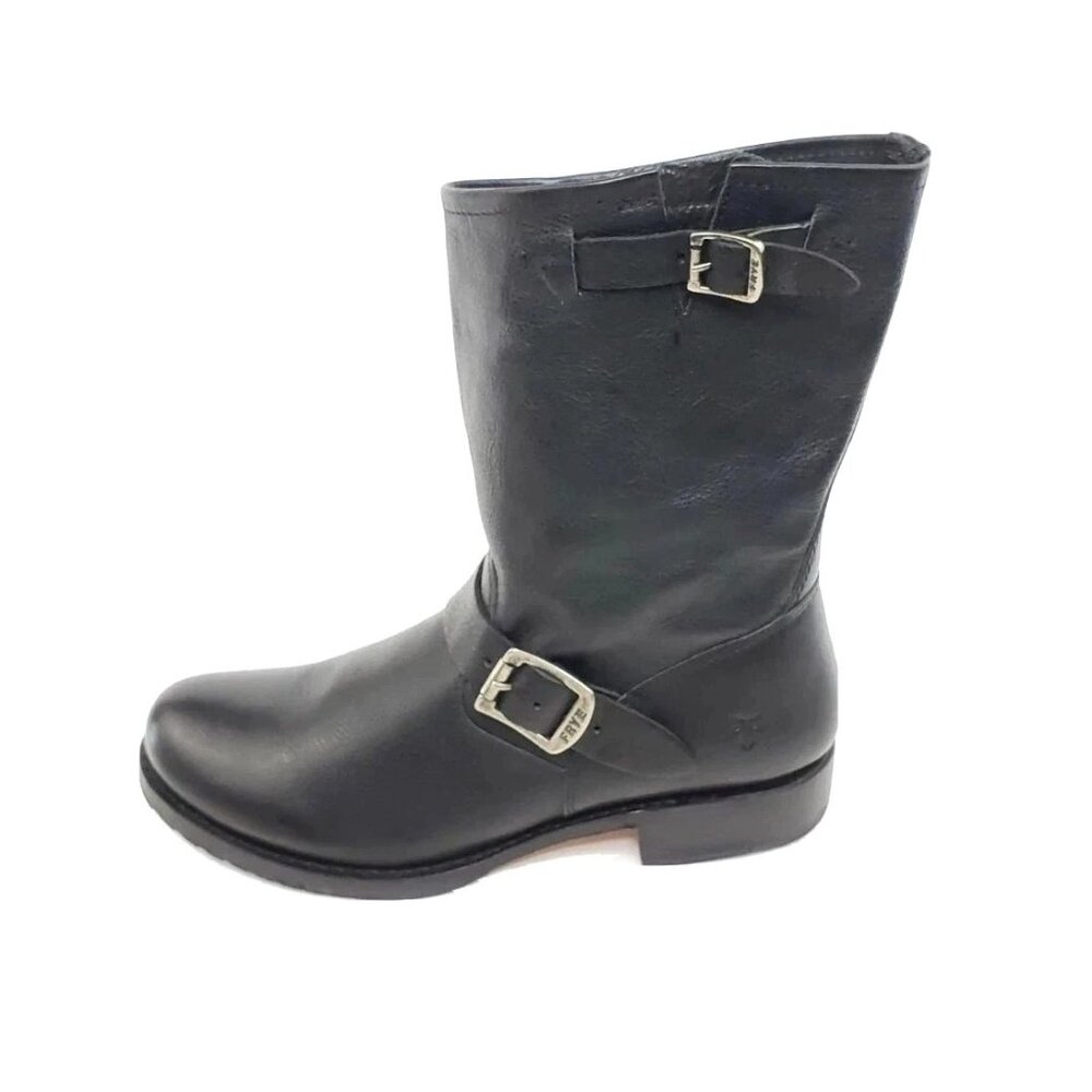 Frye Engineer Moto Biker Mid Calf Harness Boots Black Leather Womens Size 10B - Picture 1 of 12